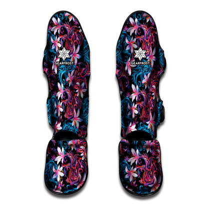 Paisley And Floral Pattern Print Muay Thai Shin Guard
