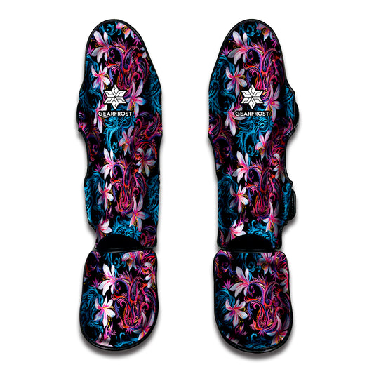 Paisley And Floral Pattern Print Muay Thai Shin Guard