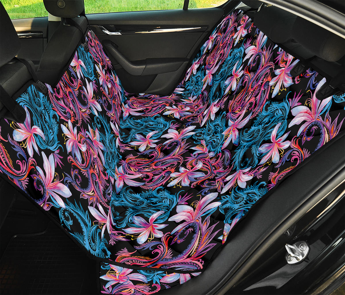 Paisley And Floral Pattern Print Pet Car Back Seat Cover