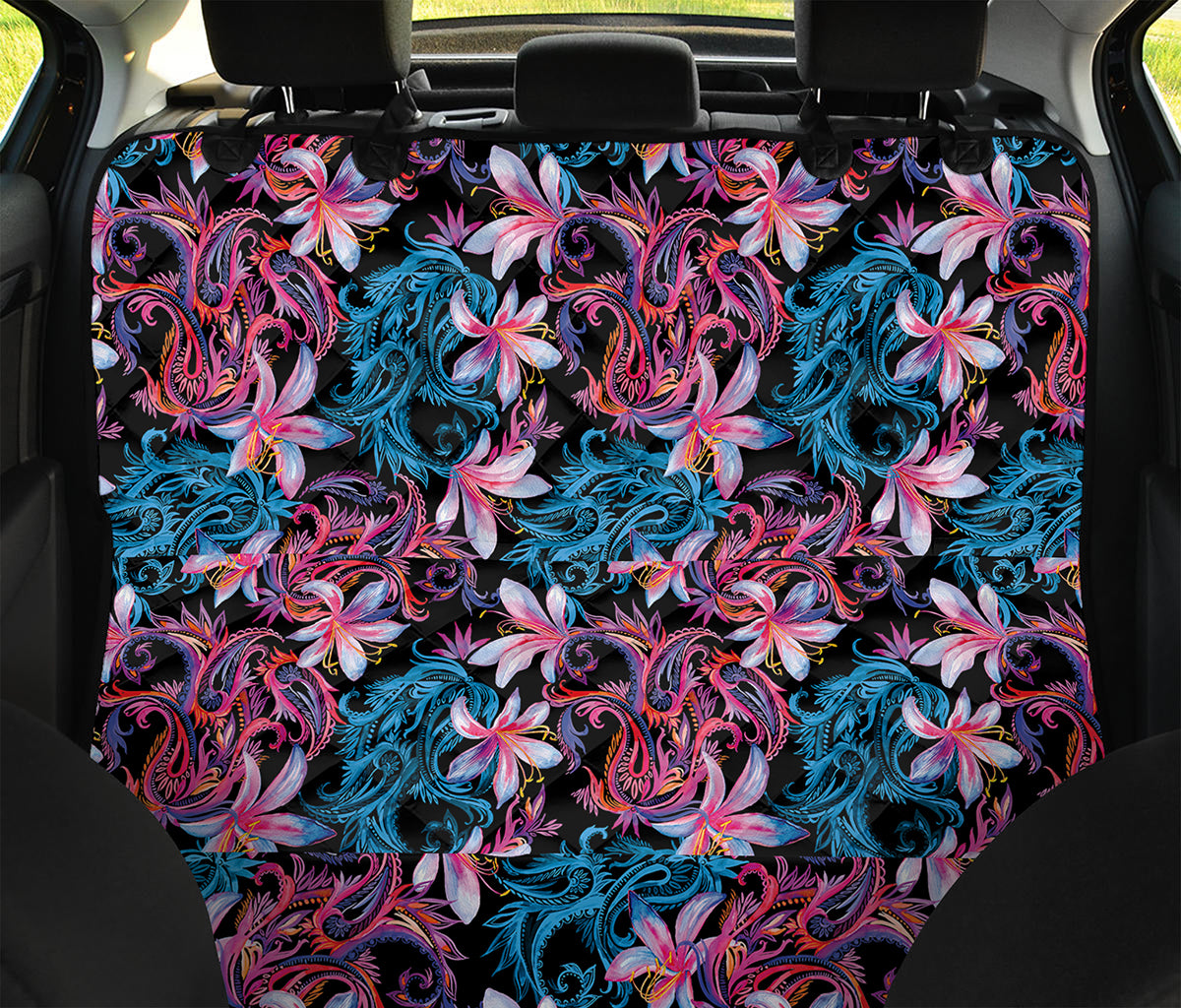 Paisley And Floral Pattern Print Pet Car Back Seat Cover