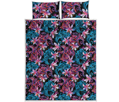 Paisley And Floral Pattern Print Quilt Bed Set