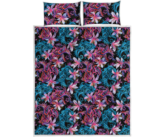Paisley And Floral Pattern Print Quilt Bed Set