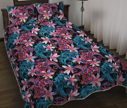 Paisley And Floral Pattern Print Quilt Bed Set