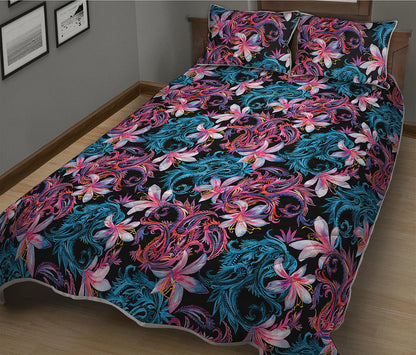 Paisley And Floral Pattern Print Quilt Bed Set