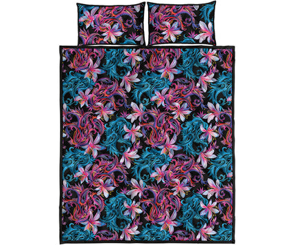 Paisley And Floral Pattern Print Quilt Bed Set