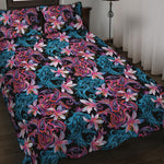 Paisley And Floral Pattern Print Quilt Bed Set