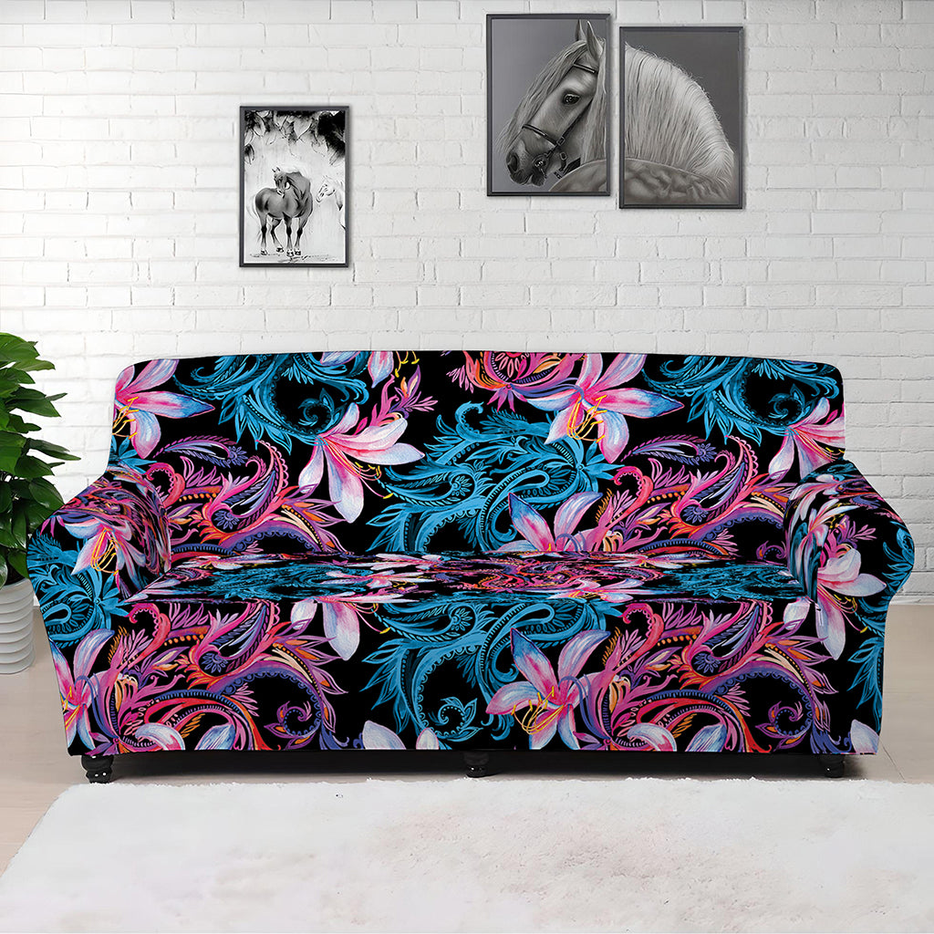 Paisley And Floral Pattern Print Sofa Cover