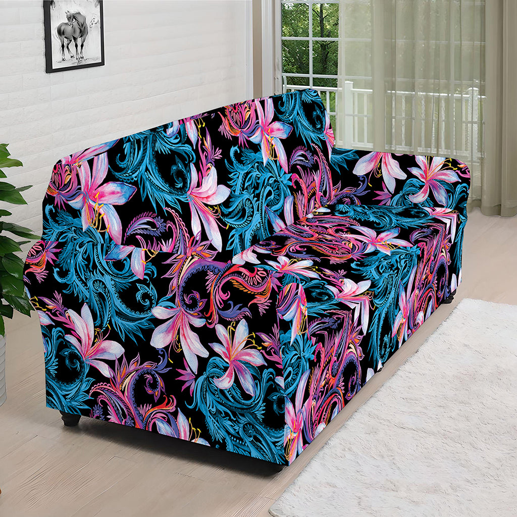 Paisley And Floral Pattern Print Sofa Cover