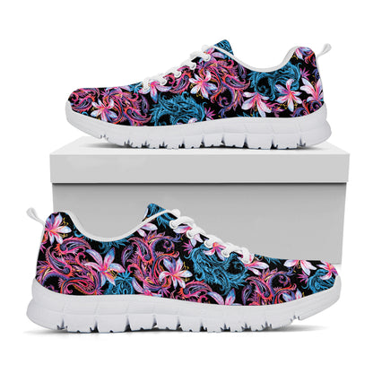 Paisley And Floral Pattern Print White Sneakers