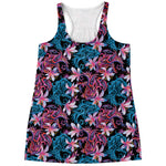 Paisley And Floral Pattern Print Women's Racerback Tank Top