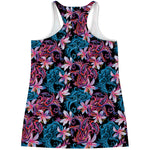 Paisley And Floral Pattern Print Women's Racerback Tank Top