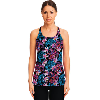 Paisley And Floral Pattern Print Women's Racerback Tank Top