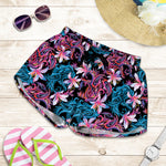 Paisley And Floral Pattern Print Women's Shorts