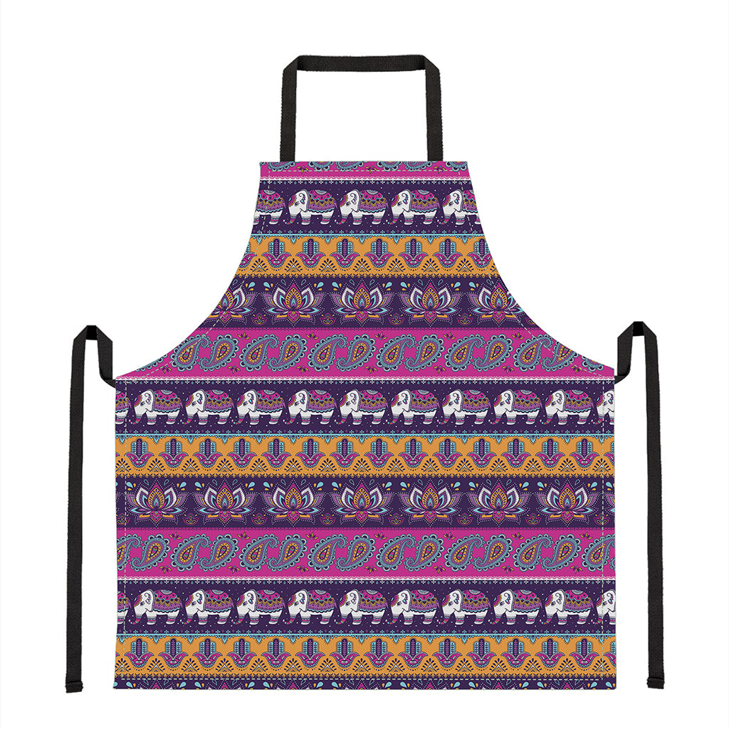 Paisley Elephant Hamsa Pattern Print Apron