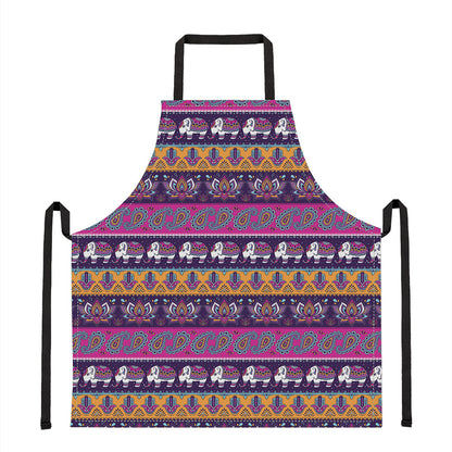 Paisley Elephant Hamsa Pattern Print Apron