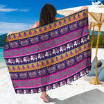Paisley Elephant Hamsa Pattern Print Beach Sarong Wrap