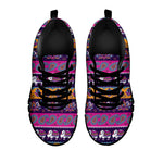 Paisley Elephant Hamsa Pattern Print Black Sneakers