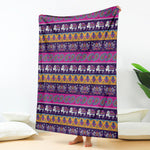 Paisley Elephant Hamsa Pattern Print Blanket