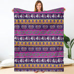 Paisley Elephant Hamsa Pattern Print Blanket