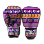 Paisley Elephant Hamsa Pattern Print Boxing Gloves