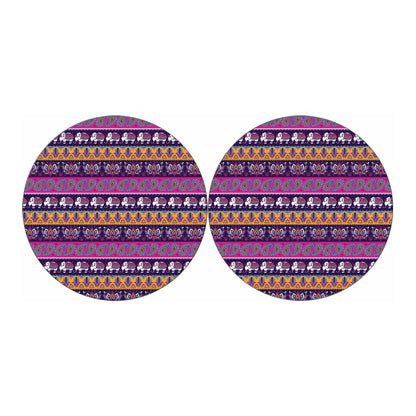 Paisley Elephant Hamsa Pattern Print Car Coasters
