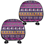 Paisley Elephant Hamsa Pattern Print Car Headrest Covers