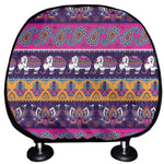 Paisley Elephant Hamsa Pattern Print Car Headrest Covers