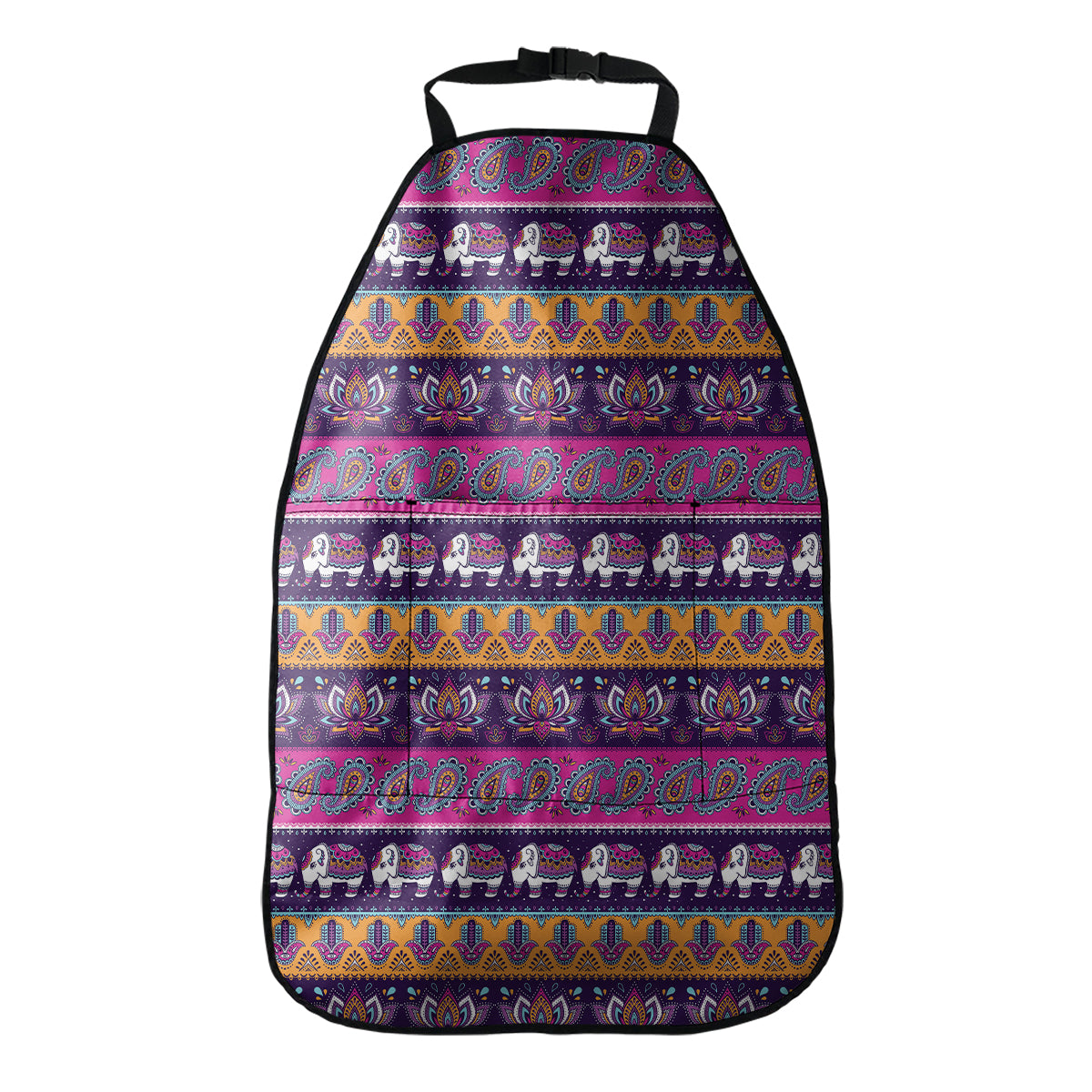Paisley Elephant Hamsa Pattern Print Car Seat Organizers