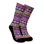 Paisley Elephant Hamsa Pattern Print Crew Socks