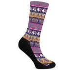 Paisley Elephant Hamsa Pattern Print Crew Socks