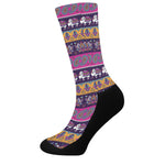 Paisley Elephant Hamsa Pattern Print Crew Socks