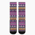 Paisley Elephant Hamsa Pattern Print Crew Socks