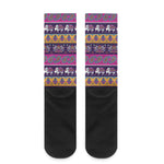 Paisley Elephant Hamsa Pattern Print Crew Socks