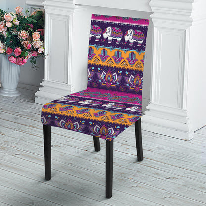 Paisley Elephant Hamsa Pattern Print Dining Chair Slipcover