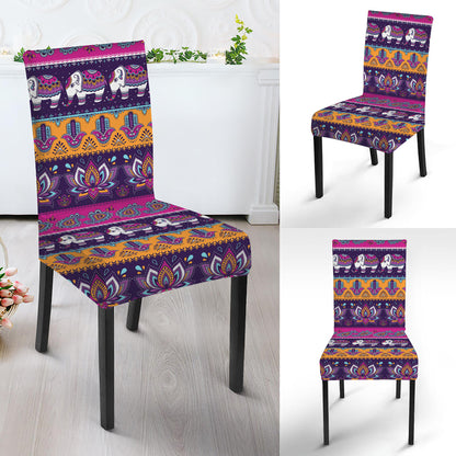 Paisley Elephant Hamsa Pattern Print Dining Chair Slipcover