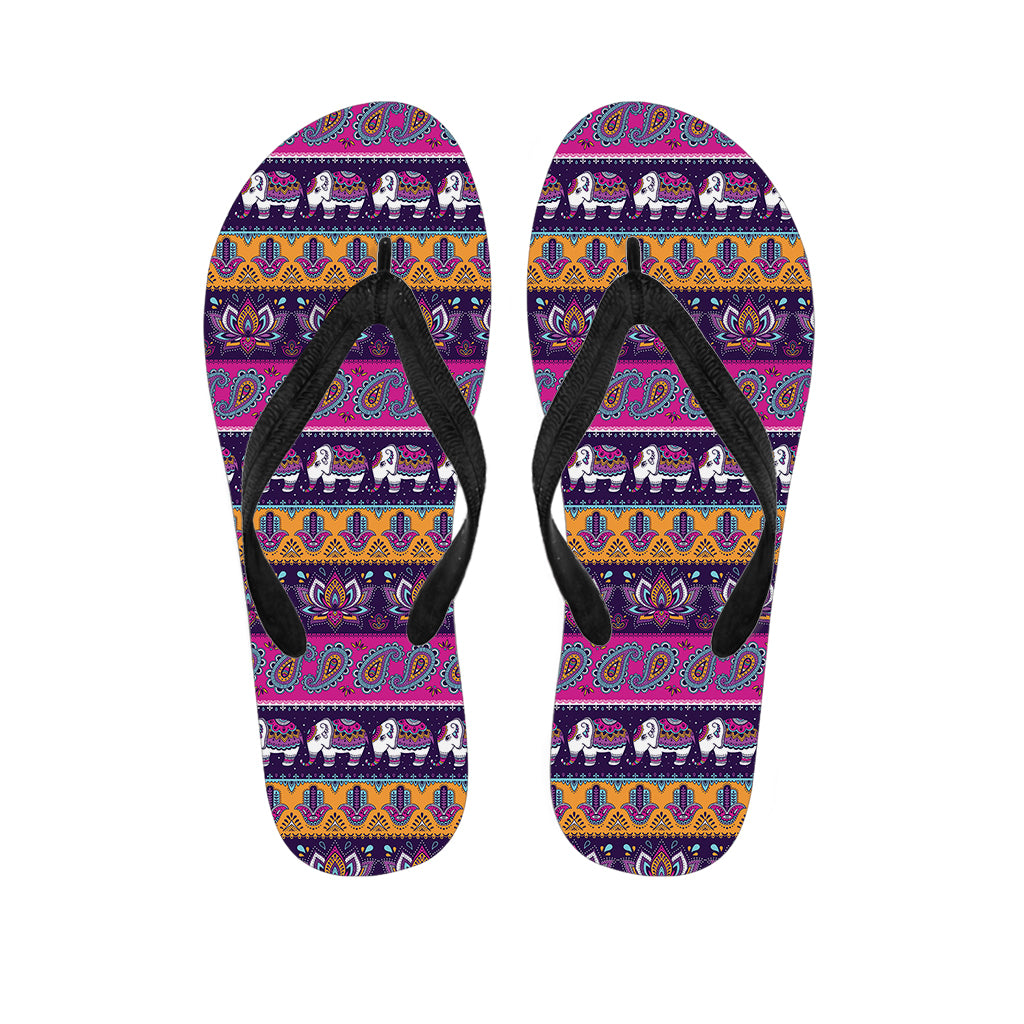 Paisley Elephant Hamsa Pattern Print Flip Flops