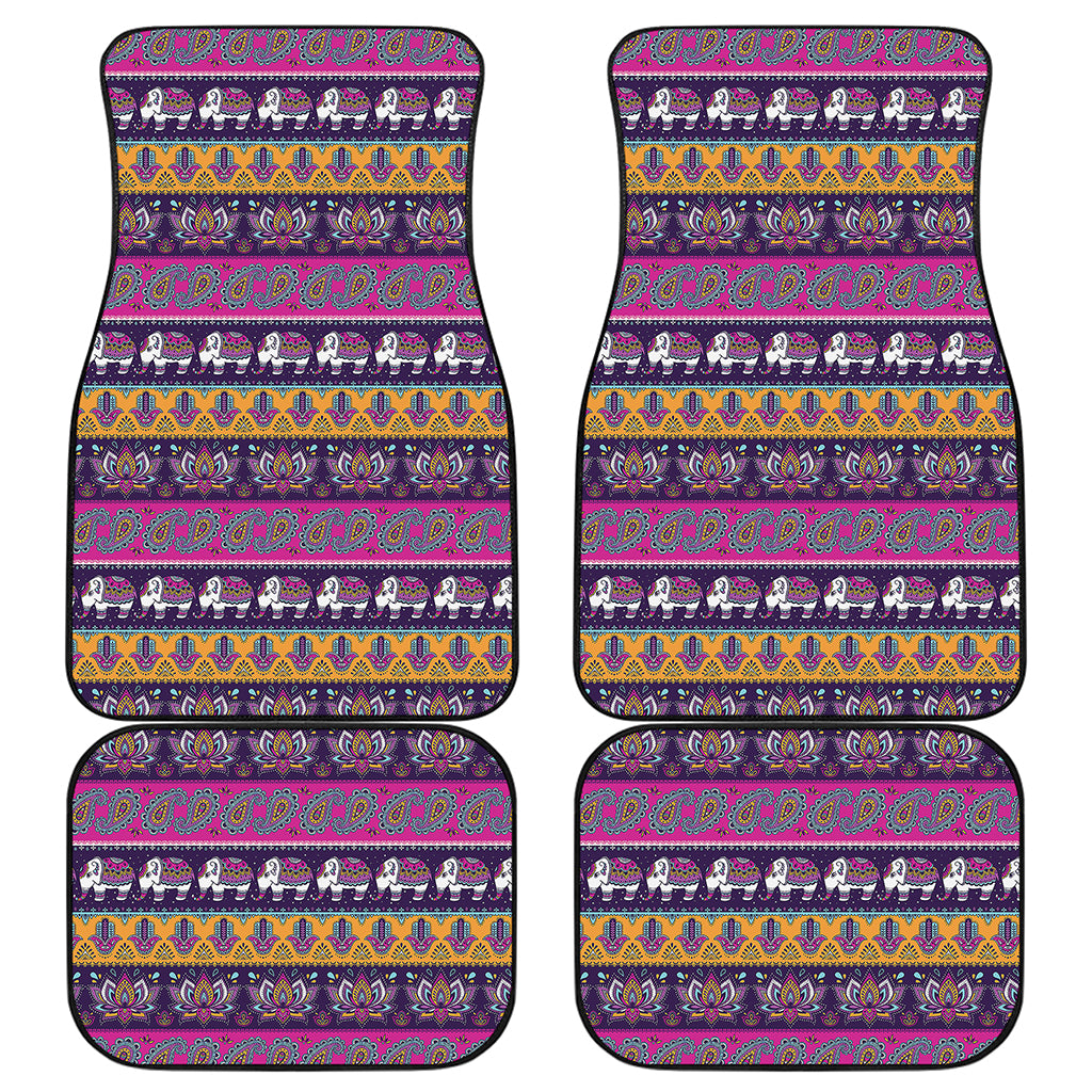 Paisley Elephant Hamsa Pattern Print Front and Back Car Floor Mats