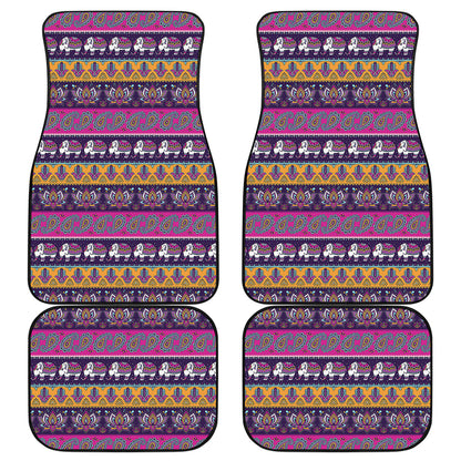 Paisley Elephant Hamsa Pattern Print Front and Back Car Floor Mats