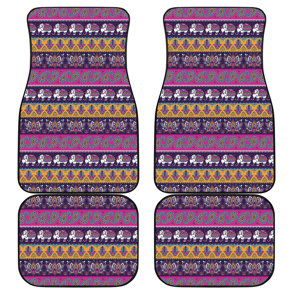 Paisley Elephant Hamsa Pattern Print Front and Back Car Floor Mats