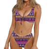 Paisley Elephant Hamsa Pattern Print Front Bow Tie Bikini