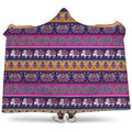 Paisley Elephant Hamsa Pattern Print Hooded Blanket