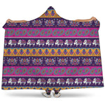 Paisley Elephant Hamsa Pattern Print Hooded Blanket
