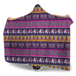 Paisley Elephant Hamsa Pattern Print Hooded Blanket