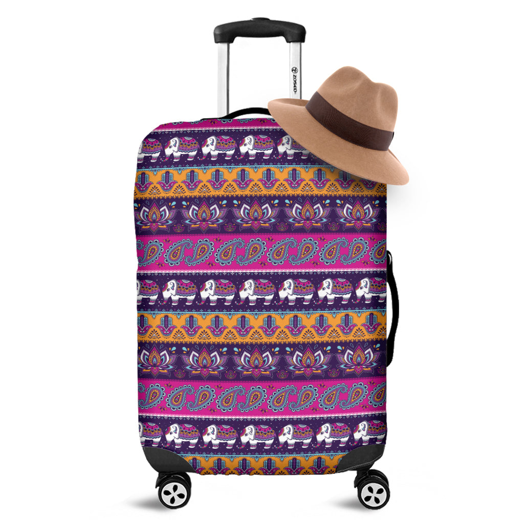 Paisley Elephant Hamsa Pattern Print Luggage Cover