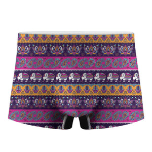 Paisley Elephant Hamsa Pattern Print Men's Boxer Briefs