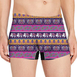 Paisley Elephant Hamsa Pattern Print Men's Boxer Briefs