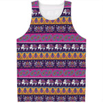 Paisley Elephant Hamsa Pattern Print Men's Tank Top