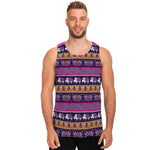 Paisley Elephant Hamsa Pattern Print Men's Tank Top