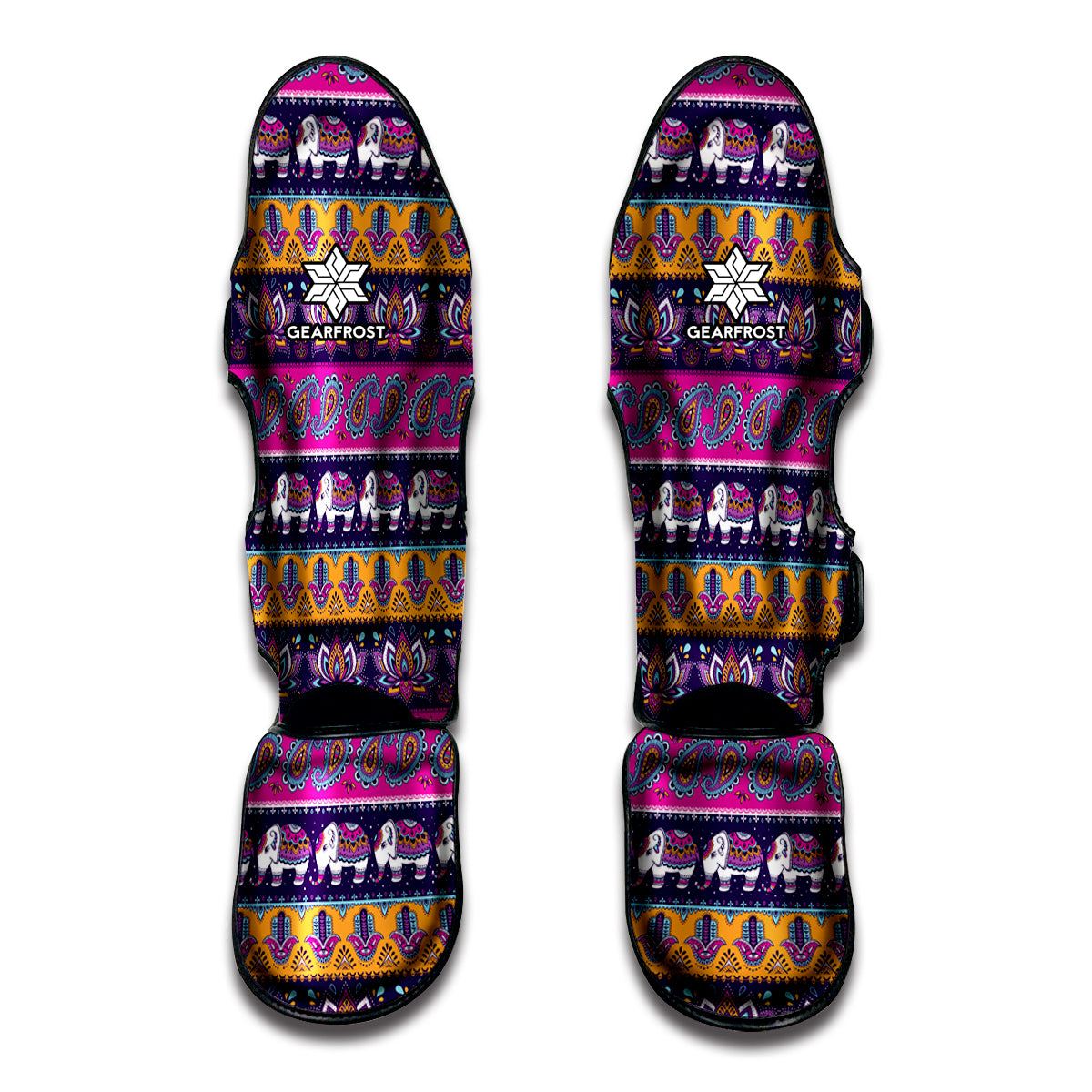 Paisley Elephant Hamsa Pattern Print Muay Thai Shin Guard