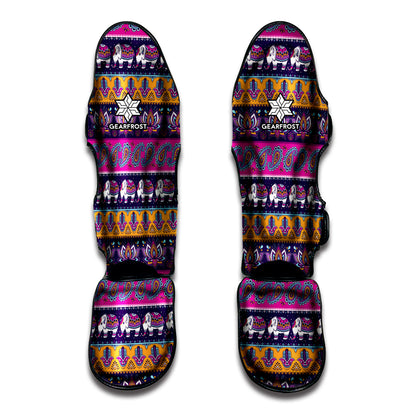 Paisley Elephant Hamsa Pattern Print Muay Thai Shin Guard
